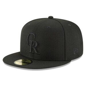 New Era 59FIFTY Colorado Rockies Black on Black Fitted NWT 6 7/8